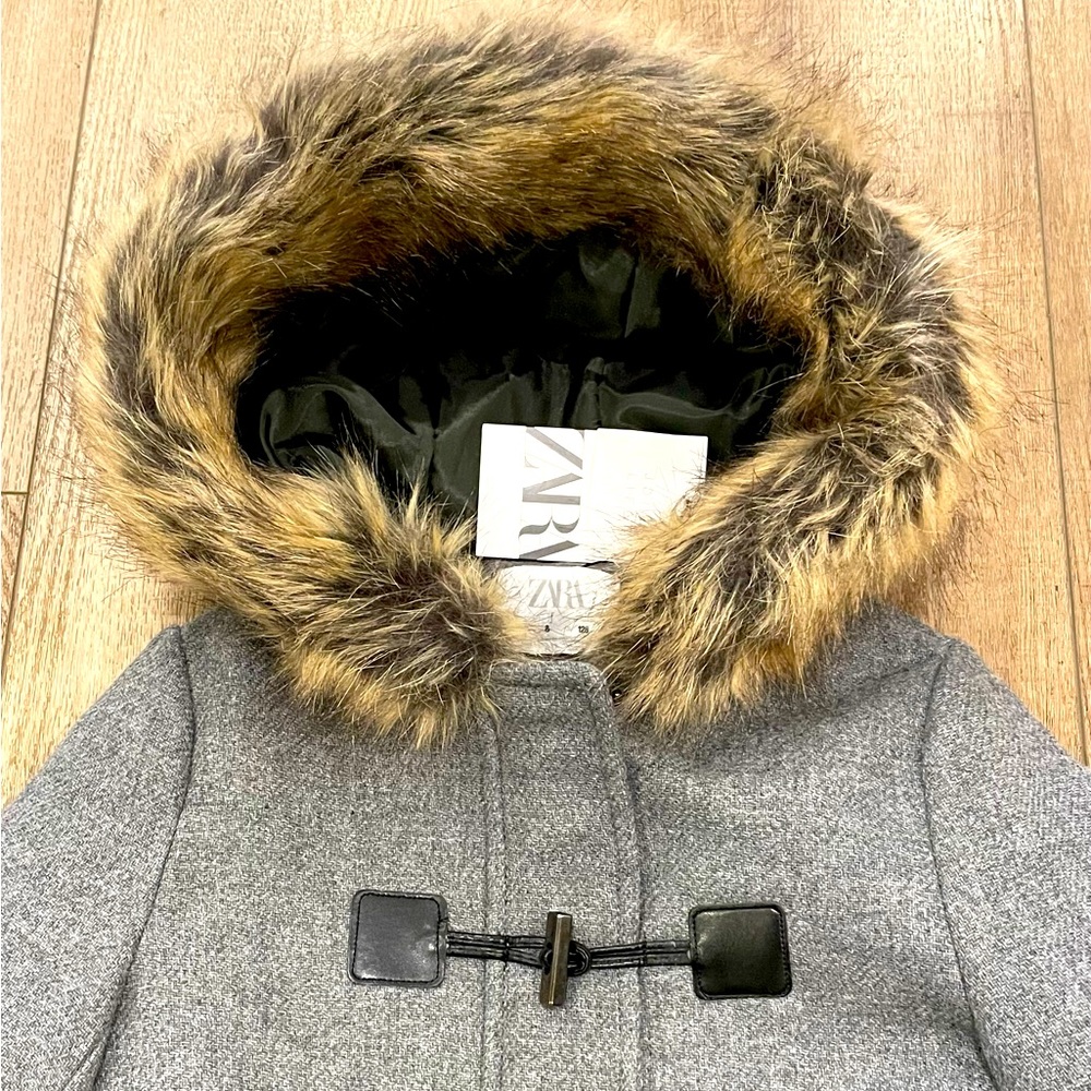 Zara kids grey duffle coat jacket BNWT